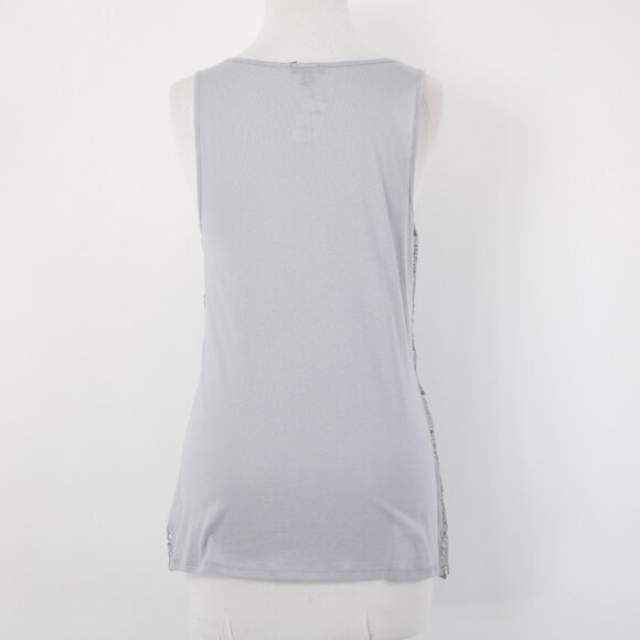Express Top Sz M Gray Embroidered Lined Tank Metallic Polyester Top - Picture 7 of 14